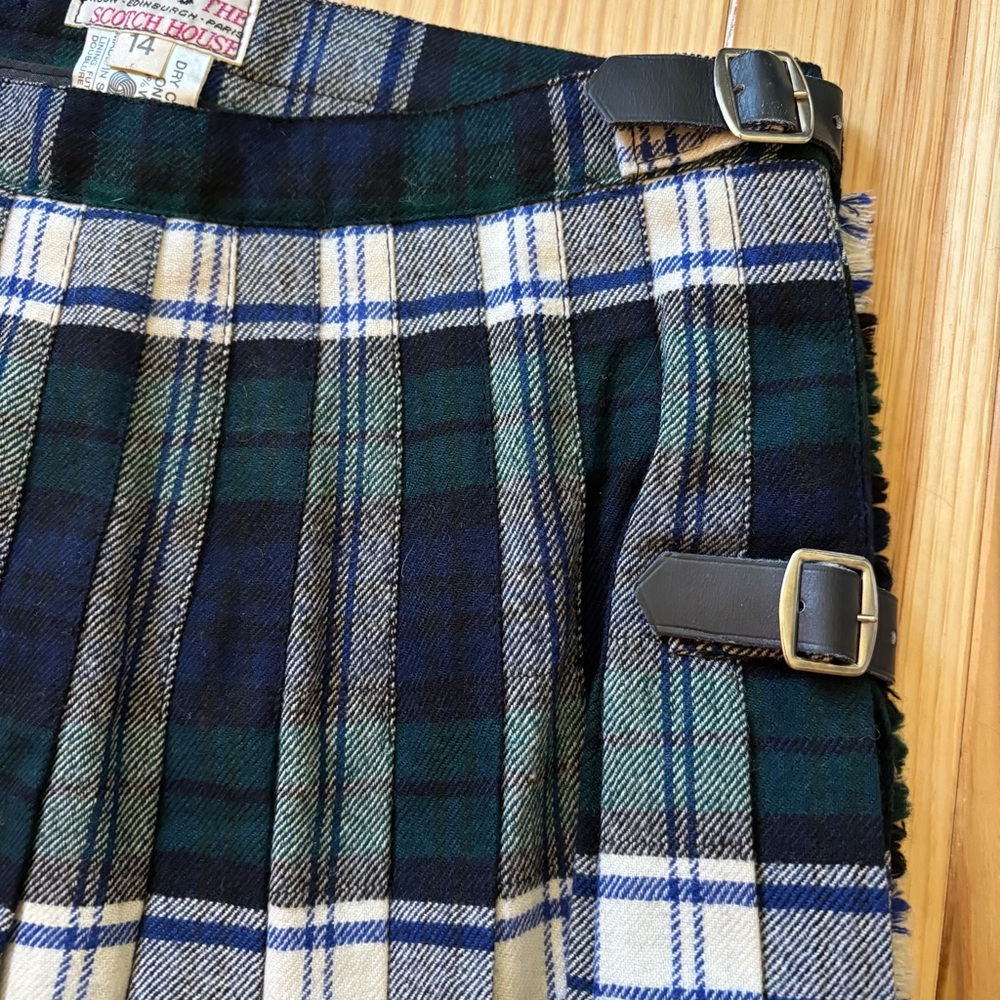 Vintage The Scotch House Wool Plaid Pleated Buckle Accent Wrap Style Skirt - Picture 3 of 10